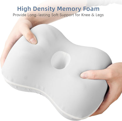 Knee Pillow for Side Sleepers - Cooling Pillow Between Legs for Side Sleeping - Memory Foam Knee Pillow with Strap for Hip Pain & Spine Alignment (Blue)