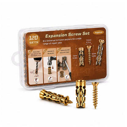 6×14mm Short Expansion Screw Set for Cabinet Hinge Repair & Stripped Thread Restoration Door Hinge, Fits 6mm Drill Holes in Tile Stone Wood 30Set