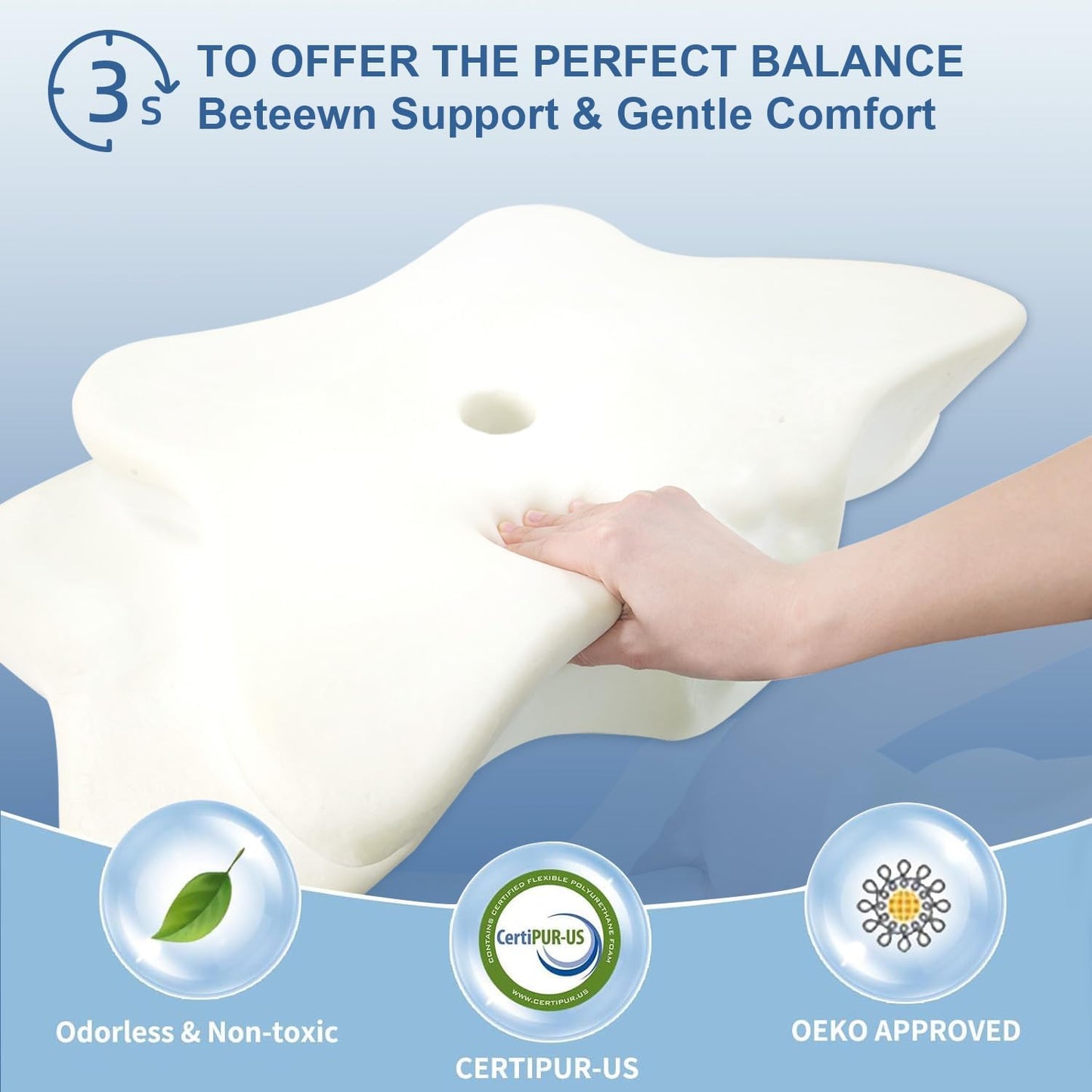 Pain Relief Cervical Pillow for Neck Support, Adjustable Ergonomic Pillow | Cozy Sleeping, Odorless Orthopedic Memory Foam Pillow, Contour Bed Pillow for Side Back Stomach Sleeper