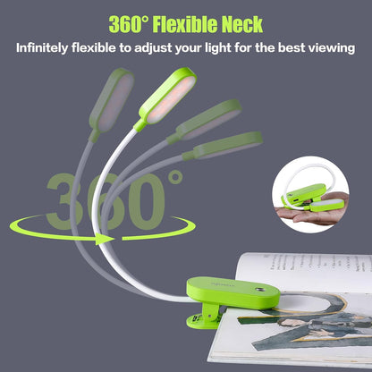 VAVOFO Rechargeable Book Light, 14 LEDs Eye Care Clip On Amber Reading Light for Bookworms Reading in Bed with 9 Colors 9 Brightness (Blue)