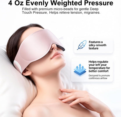 100% Blackout Weighted Sleep Mask: 3D Contoured Eye Mask with Full Coverage for Lash Extension - Soft Memory Foam,Adjustable Size - Eye Cover for Airplane Travel Essential,Meditation Blindfold