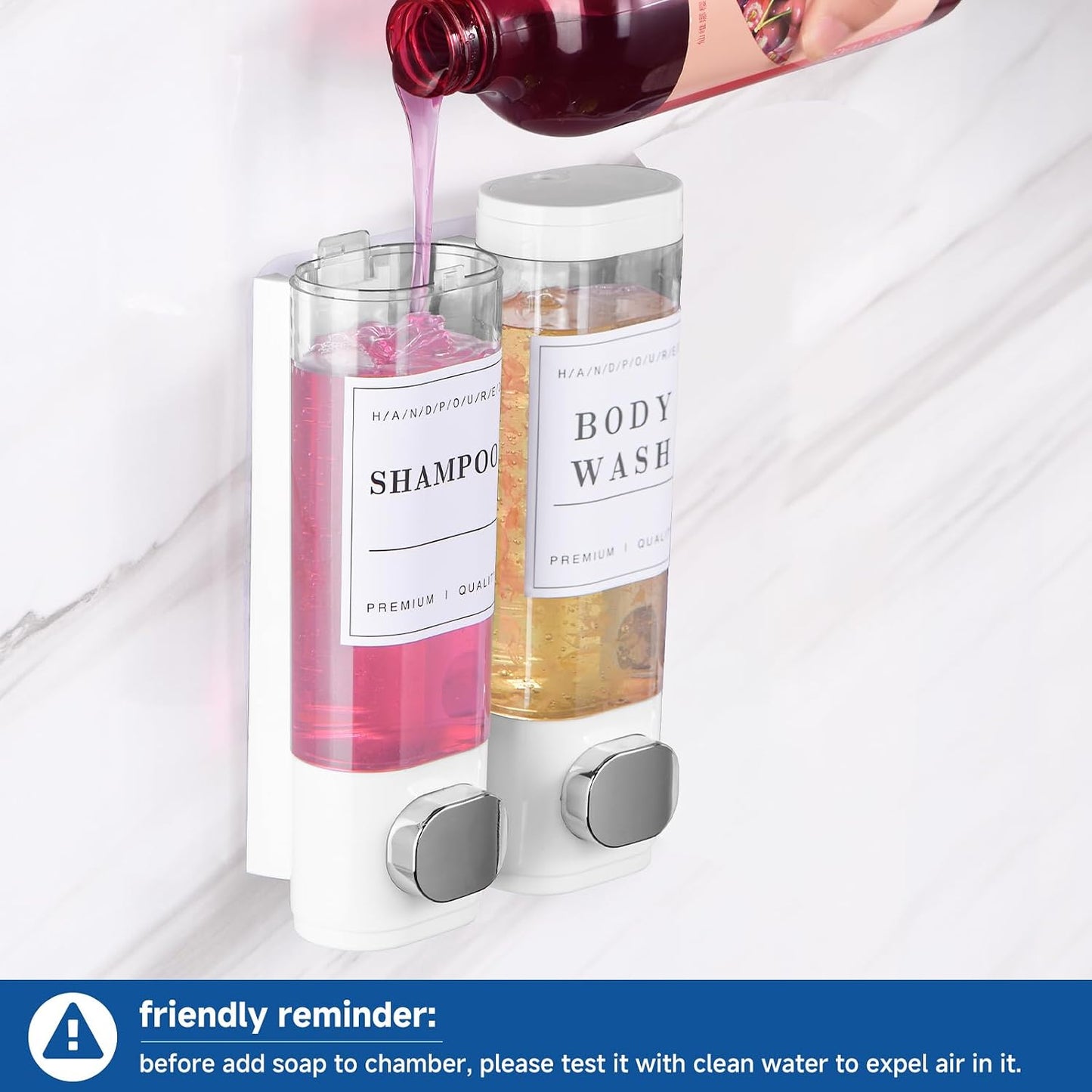 Cabo Deseado Shower Soap Dispenser Wall Mounted No Drill Shampoo Dispenser for Shower Wall Shampoo and Conditioner Dispenser Bathroom Hotel 3 * 350ml Gungray with Labels