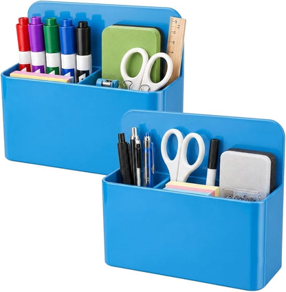 Magnetic Pencil Pen Holder, 2 PCS Magnetic Dry Erase Marker Holder for Whiteboard, Black White Magnet Storage Pencil Cup Case Fridge Organizers Locker Accessories for Office School Teacher Must Haves