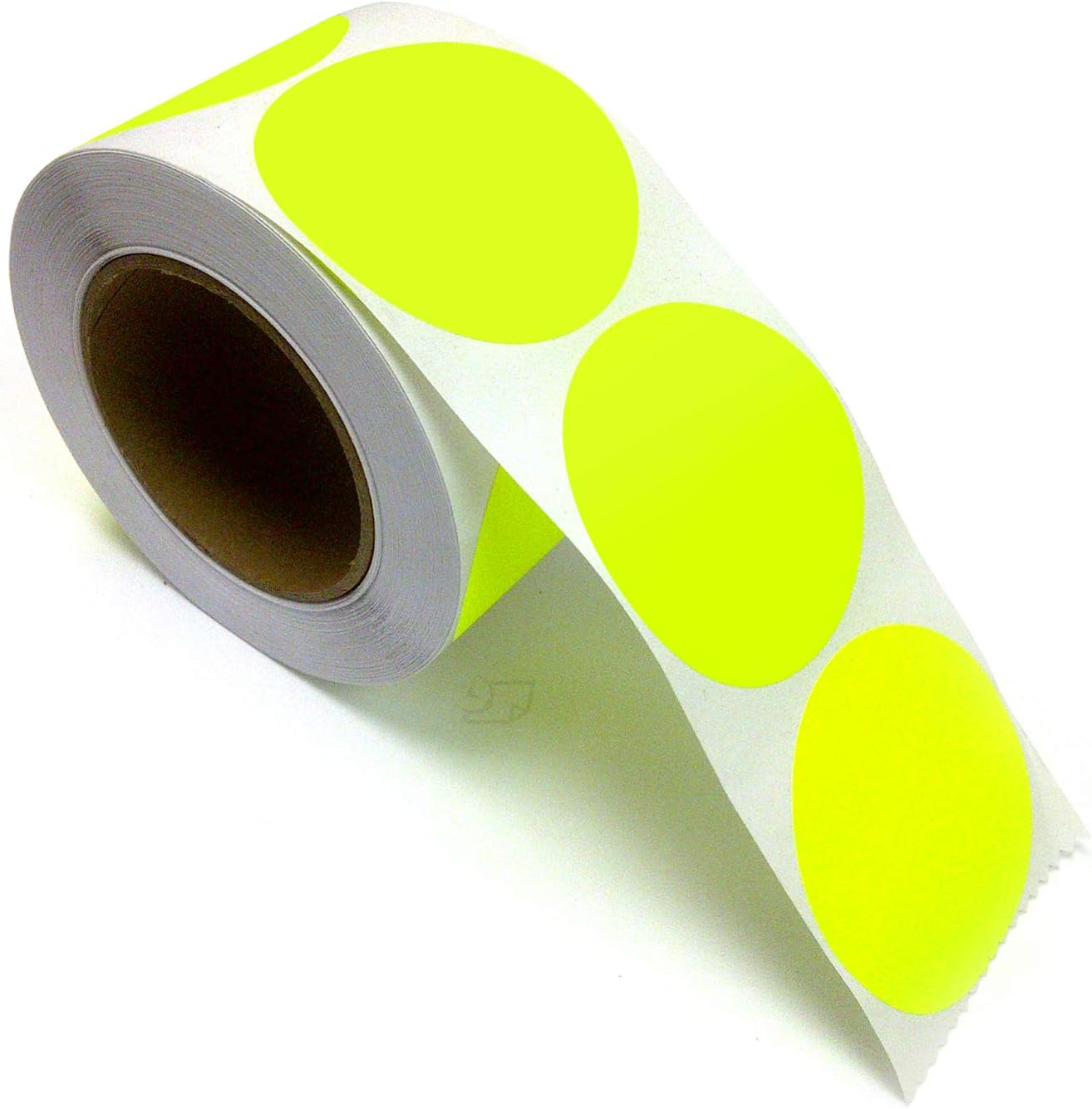 Blank Color Coding Stickers, Writable Surface â€“ 500 Permanent Labels per Roll (Yellow Fluorescent, 1.5" Circle)