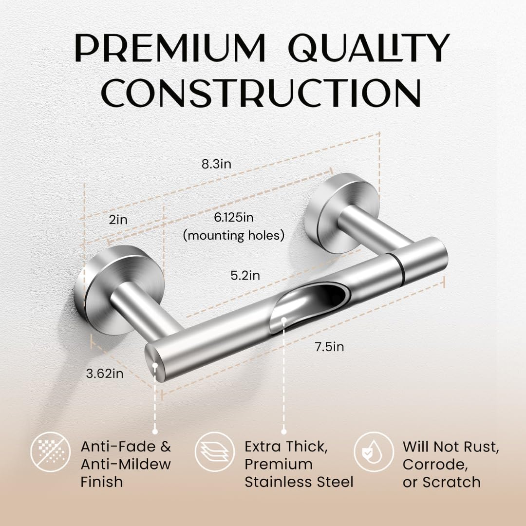 Day Moon™ - Toilet Paper Holder with Shelf - Modern Roll Holder for Bathroom - 1 Pack - Wall Mount - with Storage, Gold