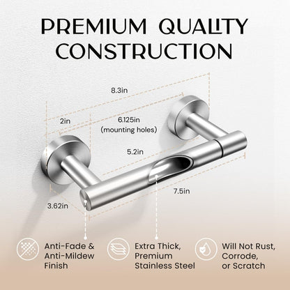 Day Moon™ - Toilet Paper Holder with Shelf - Modern Roll Holder for Bathroom - 1 Pack - Wall Mount - with Storage, Gold