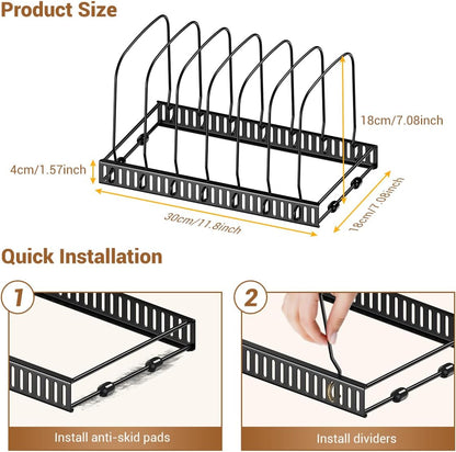 Housolution Cutting Board and Baking Tray Cookie Sheet Organizer, Black | 12"-23" Expandable, 14 Adjustable Dividers, Sturdy Metal Construction, Easy Assembly