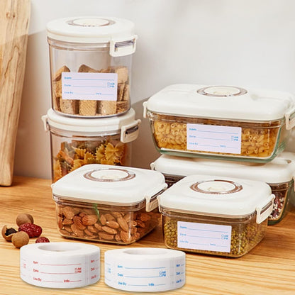 2 Rolls 1000 Pieces Removable Food Labels, 1 x 2 Inch | Date Stickers for Freezer, Refrigerator Food Containers - Easy to Write