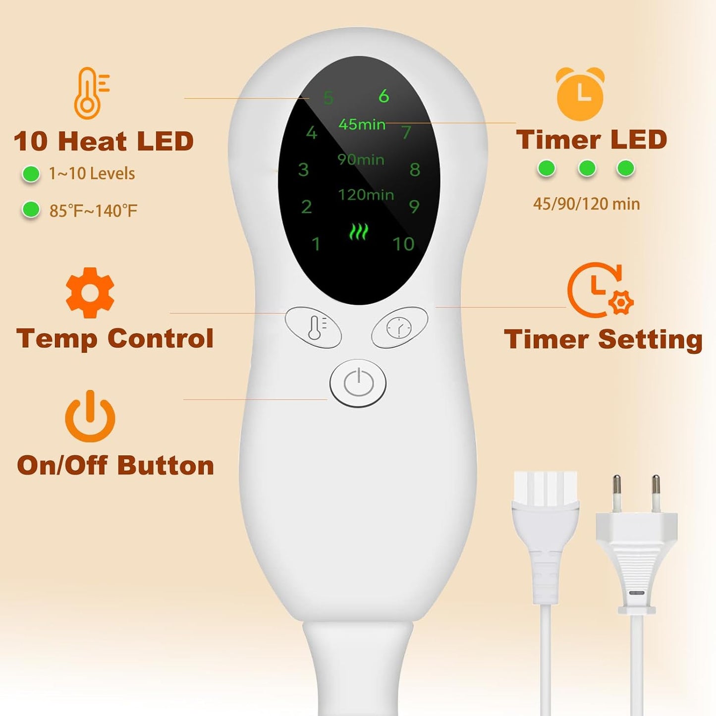 CYFIE Foot Warmer Under Desk - Electric Heating Pad for Women Men, Feet Warmers with 10 Heat & 3 Timer Settings, Auto Shut-Off, Washable Winter Gifts for Home Office