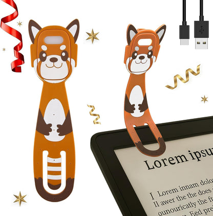 Rechargeable Kids Book Light, Cute Bookmark Reading Light for Kids, Dimmable Portable LED Book Light for Reading in Bed, Eye-Caring Bedtime Reading Lamp for Children & Travel, Brown