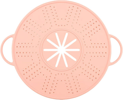 Generic Silicone Spill Stopper Lid Heat Resistant Pot Cover with Steam Vents, Multifunctional Anti Overflow Cover for Skillets, Pink