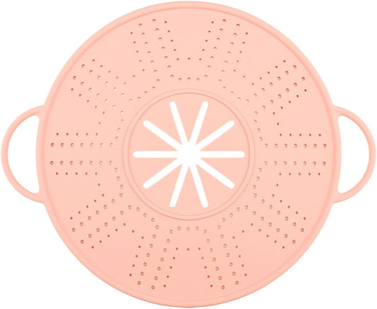 Generic Silicone Spill Stopper Lid Heat Resistant Pot Cover with Steam Vents, Multifunctional Anti Overflow Cover for Skillets, Pink