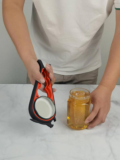 Jar Opener for Weak Hands, 5 in 1 Bottle Opener for Seniors with arthritis | Multifunctional Adjustable Lid Opener with Non-Slip Rubber Gripper Pad – Effortlessly Opens Jars, Bottles & Pop-Top Cans