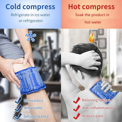 Reusable Gel Ice Pack 2 Piece Set Soft Cold Hot Compress Wraps with Straps