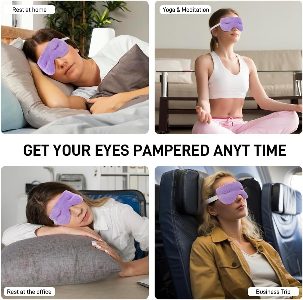 Moist Heated Eye Masks for Dry Eyes, Stye, Warm Compress for Sleeping | Purple, Microwavable Heating, Hot Compress for Relieve, Flaxseed Filling