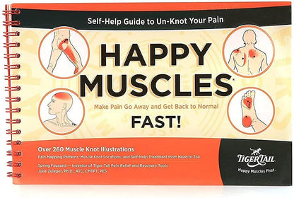 Tiger Tail Bundle: 18in Portable Massage Stick Portable Roller + Happy Muscles Book