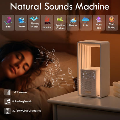 WILIT Digital Alarm Clock, Sunrise Alarm Clock with Nightlight, 9 Sleep Aid Sounds, White Noise Sounds Machine, Dimmable Display, Snooze,USB Charging Port,Gift for Women,Men,Teens,Kids,Travel