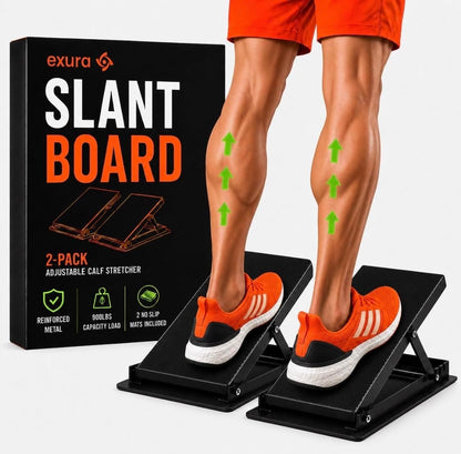 EXURA Adjustable Wide Slant Board for Squats, Squat Wedge & Calf Stretcher
