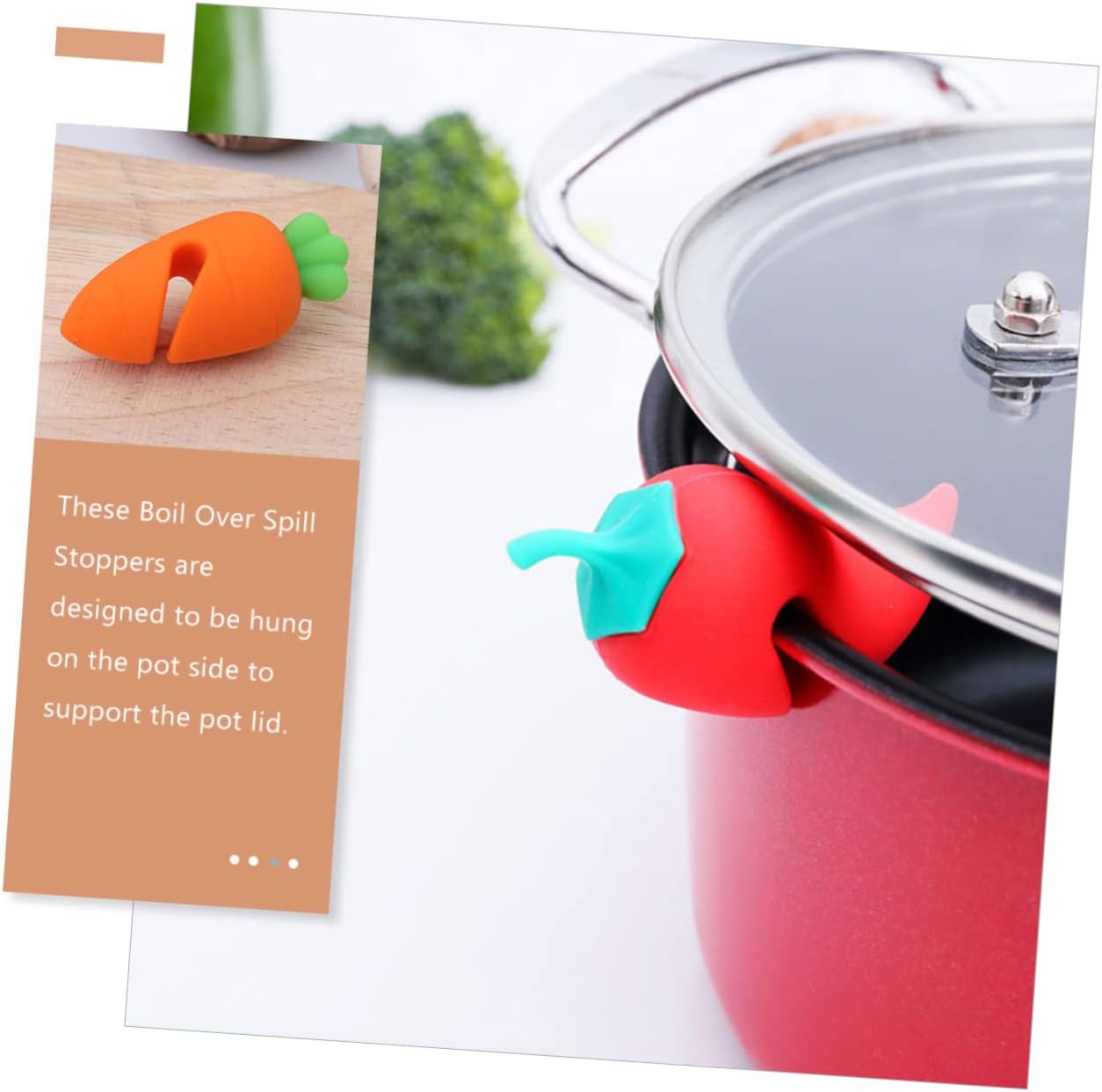 Zerodeko Silicone Lid Spill Stoppers 6pcs Adjustable Boil Lifters for Pots Heat Resistant Kitchen Accessory for Cooking and Preventing Overflows