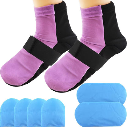 Reusable Cold Therapy Socks, Gel Ice Pack for Feet Heels Injuries Swelling, Hot and Cold Therapy Socks for Plantar Fasciitis Neuropathy Chemotherapy Pain Relief for Foot Ankle (Pink)