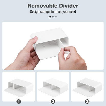 MoKo Magnetic Pen Holder, Pencil Accessories Whiteboard Organizer, White | Magnetic dry erase marker holder has two compartments and an ABS body for whiteboards, refrigerators and lockers.