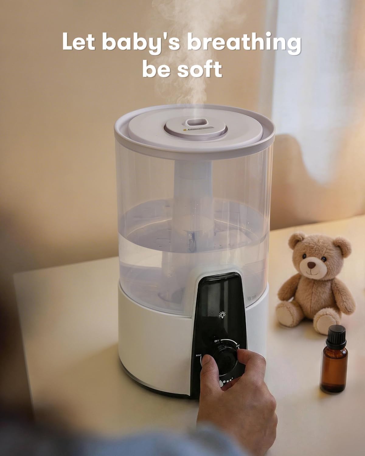4L Humidifiers for Bedroom,Dishwasher Safe Design Easy Clean,White