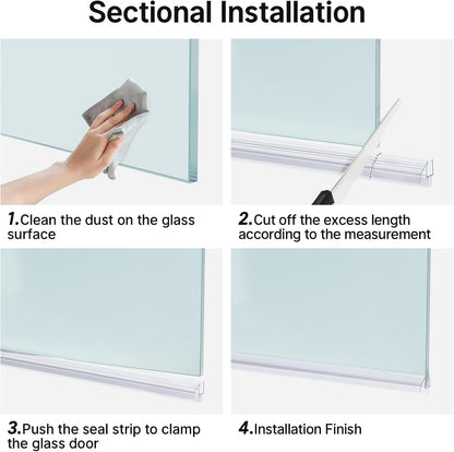 AmazerBath Frameless Shower Door Bottom Seal 39 inch (Set of 2) - Clear, Suitable for 3/8 Inch Glass, Modern Style