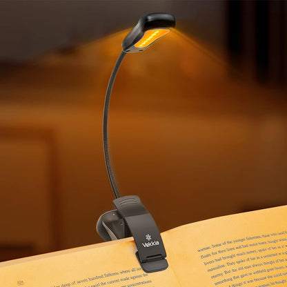 Vekkia Amber Rechargeable 7 Led Eye Care Book Light | with Blue - Light Blocking/3 Levels, 1600K for Eye - friendly Use/Offers Up to 70 Hours of Reading