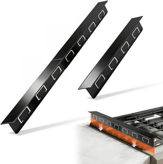 “T” design Stove Gap Covers 2 Pack, Adjustable 13.8” to 27.5”Stove Gap Filler Stainless Steel, Heat Resistant Range Trim Kit, Oven Side Gap Filler，Easy to Clean and Maintain