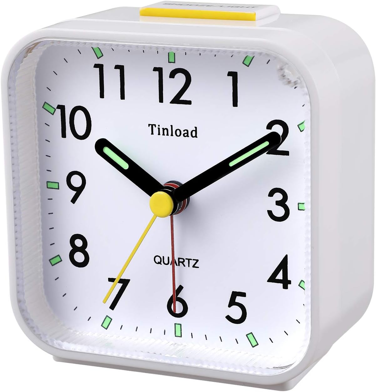 Tinload Small Battery Operated Analog Travel Alarm Clock Silent Non Ticking, Gentle Wake, Ascending Beep Sounds, Snooze,Lighted on Demand, Easy Set(Black)