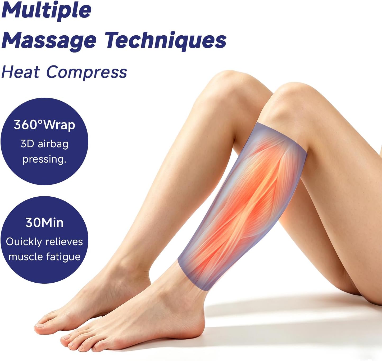 Leg Air Massager with Heat – Cordless Compression Wrap for Calves, Set of 2