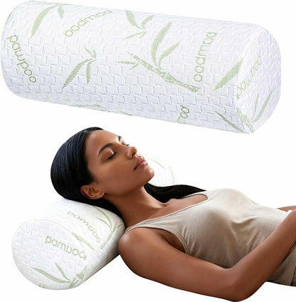 Cervical Neck Roll Pillow – Memory Foam Bolster Pillow for Neck & Back Support, Ergonomic Cylinder Pillow with Washable Cover for Side Sleepers, Lumbar, Knee & Leg Support