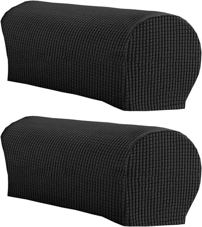 LINGXIYA Stretch Plush Armrest Covers, Spandex Armrest Slipcovers, Set of 2