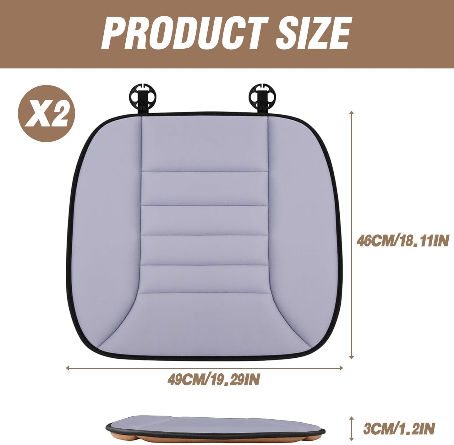 Car Seat Cushion Pad 1.2" Thick Comfort Seat Protector for Car Driver Seat Office Chair Home Use Memory Foam Seat Cushion with Non Slip Bottom, 20'' x 18.5'', Black
