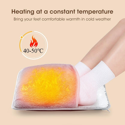 USB Heated Foot Warmer Electric Feet Heating Pad Washable Thermal Heated Foot Cover for Under Desk Bed Office Home