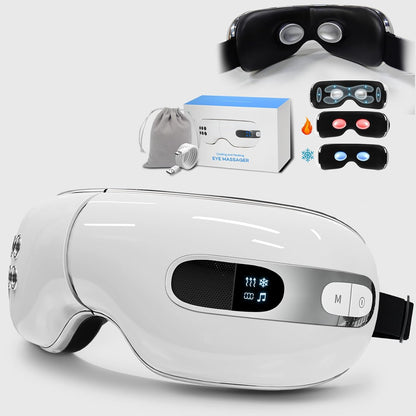 Eye Massager with Heat and Cooling for Migraine Dry Eyes Relief, Rechargeable Bluetooth Music Migraines Relief Eye Massager Improve Sleeping Gifts for Women Men