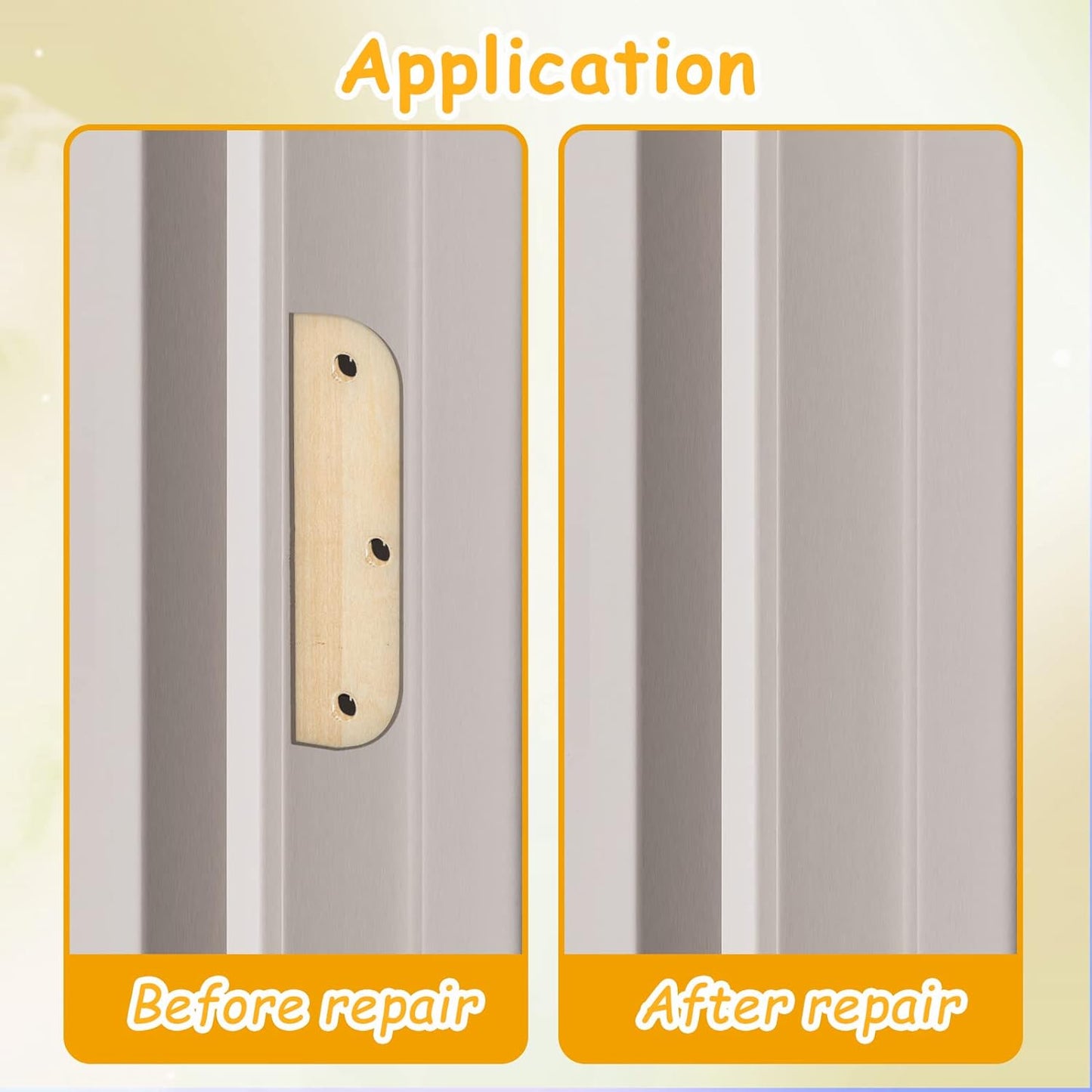 8 Pack 3.5 Inch Hinge Repair Wooden Plate Door Hole Cover Plate Wooden Hinge Filler Wood Repair Kit Kitchen Cabinet Hinges Cabinet Door Blanks with Double Sided Tapes