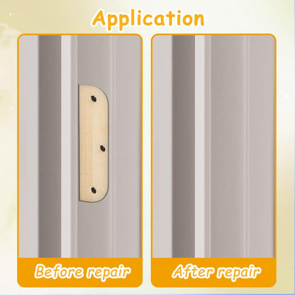 8 Pack 3.5 Inch Hinge Repair Wooden Plate Door Hole Cover Plate Wooden Hinge Filler Wood Repair Kit Kitchen Cabinet Hinges Cabinet Door Blanks with Double Sided Tapes
