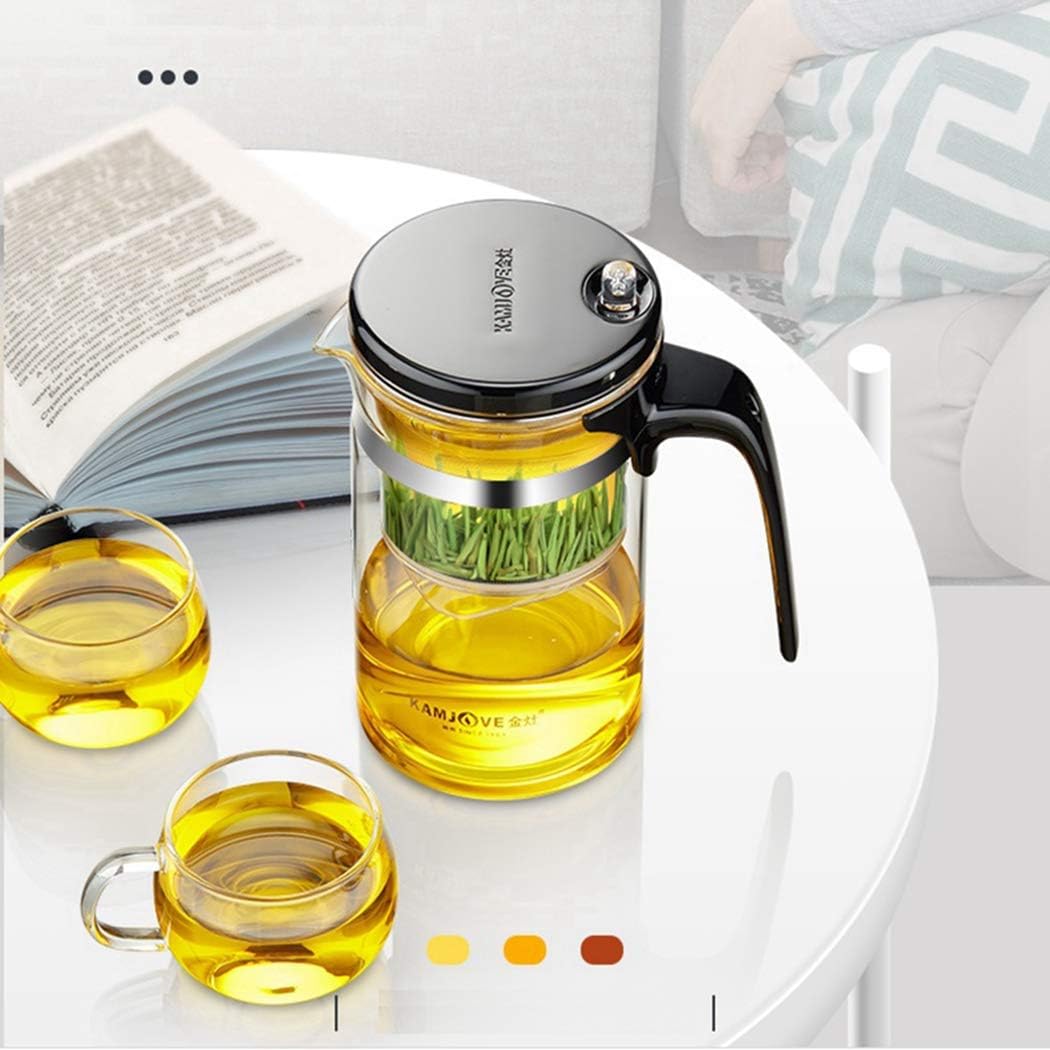 Kamjove Tea Pot Detachable Filter Glass Tea Pot 500ML，16.9OZ Borosilicate Heat Resistant Teapot