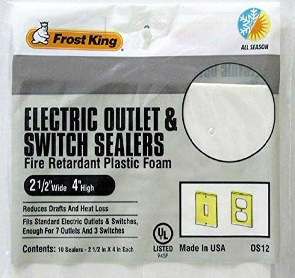Frost King OS12H Outlet and Switch Sealer Multi-Pack , White