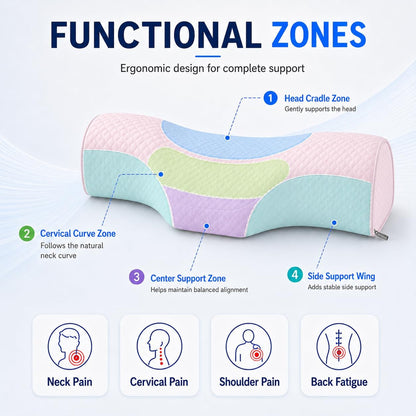 Cervical Neck Pillow, Memory Foam Neck Bolster for Sleeping, Washable Cover | polyester cover, slow rebound foam, magnet filling, raised dot texture, removable washable case, bed office chair travel