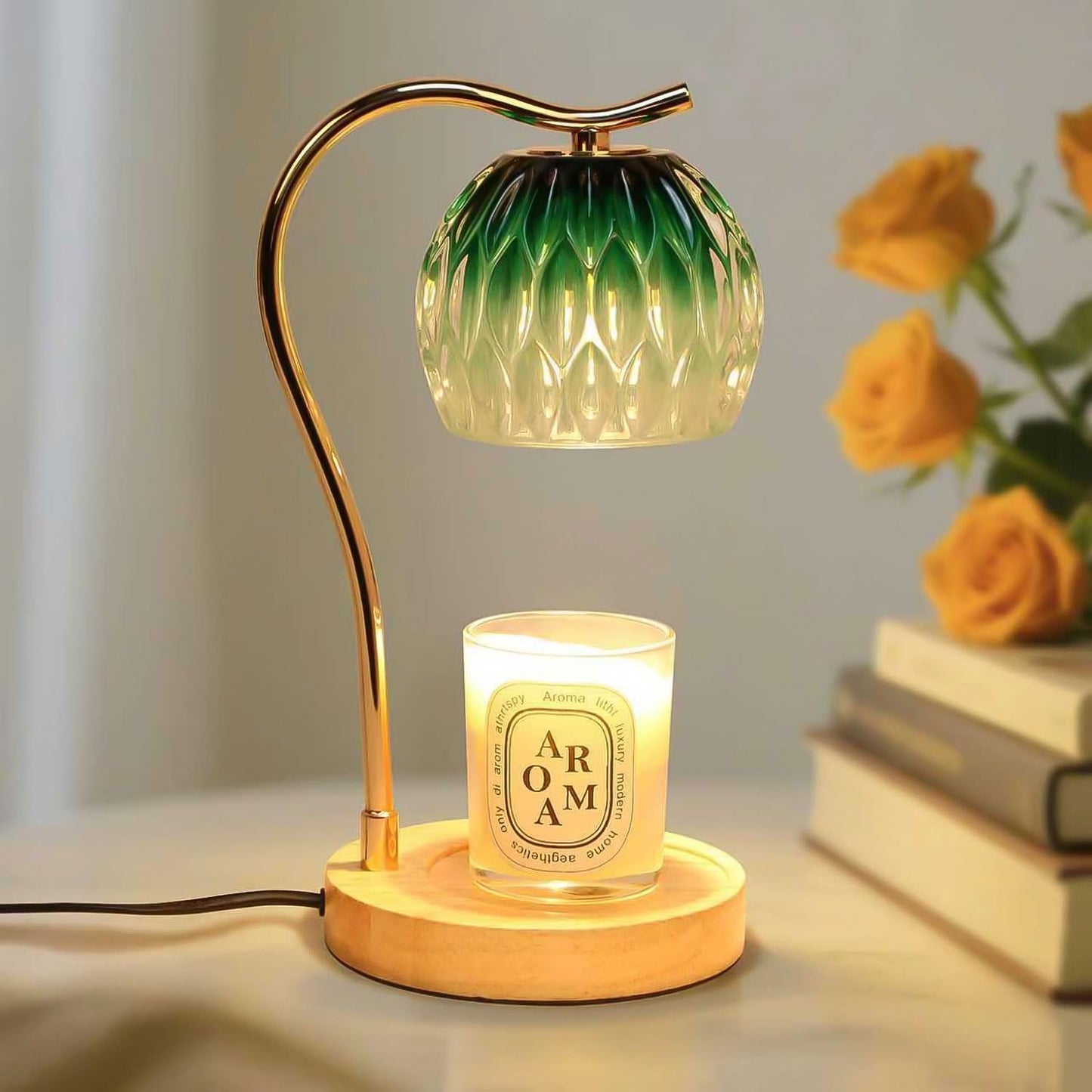 Fragrance Candle Warmer Lamp with 2 Bulbs Electric Candle Warmer with Timer & Dimmer for Home Decor