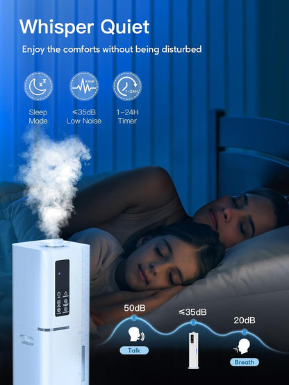 10L/2.64Gal Humidifier, Top Fill Quiet Ultrasonic Cool Mist Humidifiers for Bedroom, Covers 550ft², 60H Runtime, 24H Timer, 3 Mist Modes Humidifier Large Room, Home, Office, Plants, Black