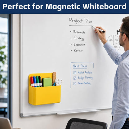 Magnetic Pencil Pen Holder, 2 PCS Magnetic Dry Erase Marker Holder for Whiteboard, Black White Magnet Storage Pencil Cup Case Fridge Organizers Locker Accessories for Office School Teacher Must Haves