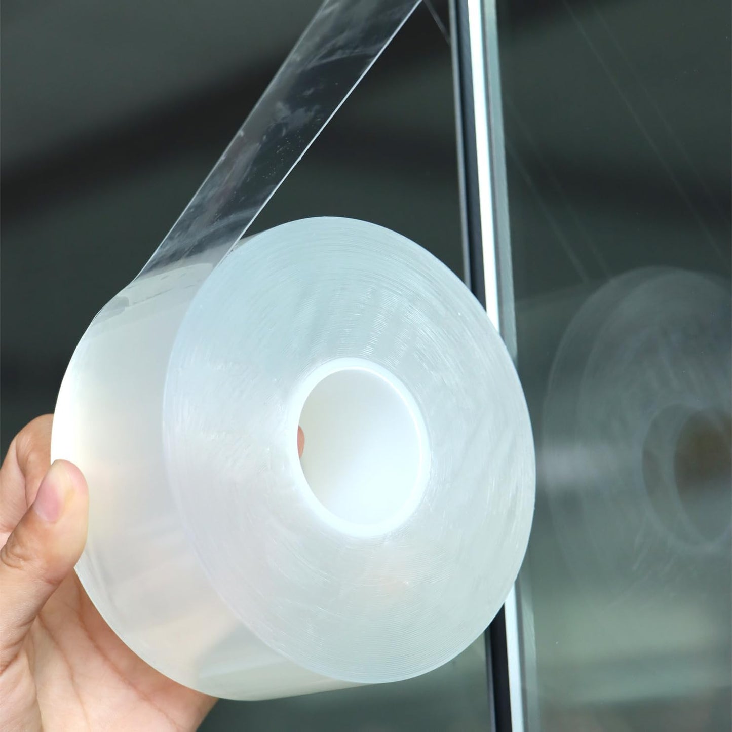 Qoqooice Transparent Window Weather Sealing Tape 2 Inch x 33 FT Weather Stripping Residue-Free Clear Window Insulation Tape for Doors Windows and Shower Glass Gaps