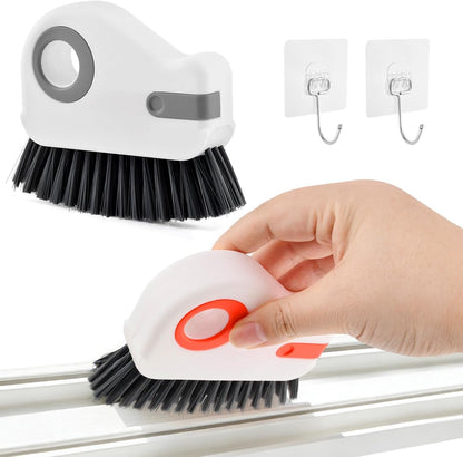 2Pcs Window Track Cleaner with Hard Bristle Brush & Scraper | 2-in-1 Groove Cleaning Tool for Sliding Door Tracks, Window Sills, and Seal Crevices