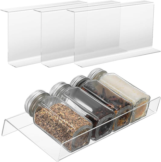 DECHOUS Spice Drawer Organizer: 4 Tier Expandable Clear Acrylic Spice Rack Organizer for Cabinet and Kitchen Drawer Insert - Seasoning Organizing Rack for Storage - 9" to 18" Adjustable