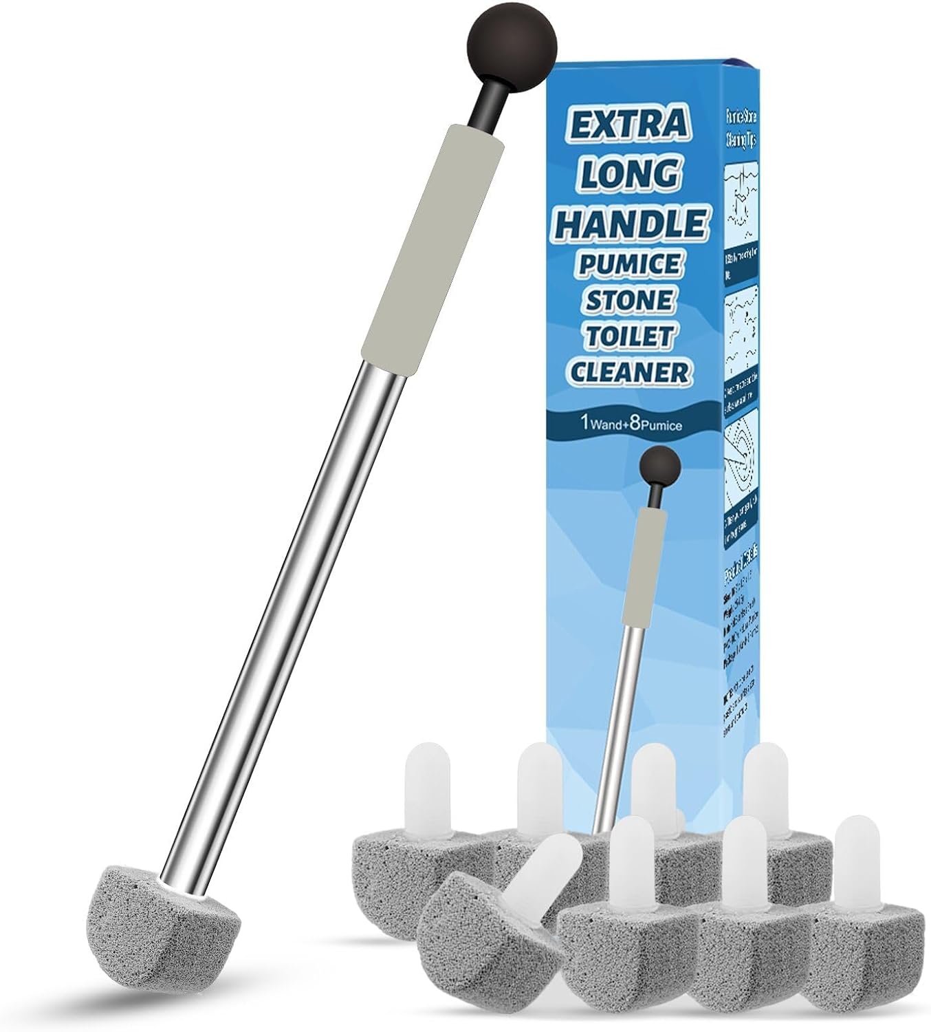 Pumice Stone Toilet Bowl Cleaner for Hard Water Ring & Stains | Removes hard water rings, calcium buildup & rust stains from toilet bowls without scratching porcelain.