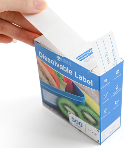L LIKED 500 Stickers Use by 1 x 2 Inch Dissolvable Food Storage Labels for Containers