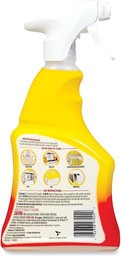 Easy Off Specialty Kitchen Degreaser Cleaner, Clear, Lemon, 16 Fl Oz